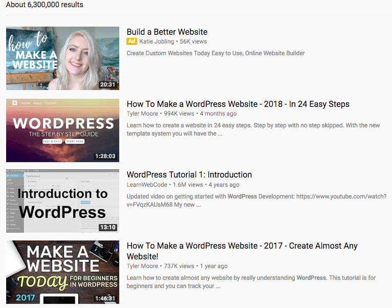 Video WordPress trên YouTube